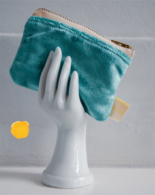 SNOW STORM - Lined Velvet Zipper Pouch
